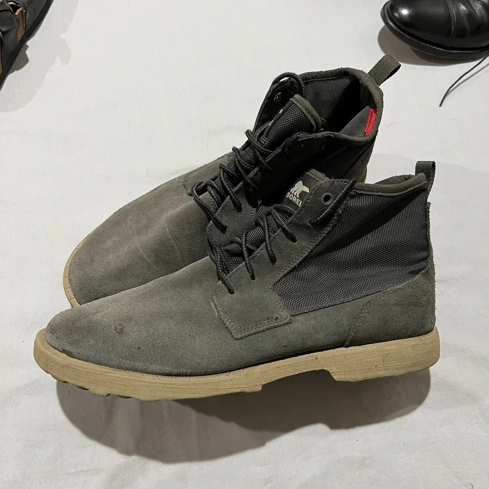 Sorel Caribou Mod Mens Gray Leather Waterproof High Top Chukka Boots Size 11.5